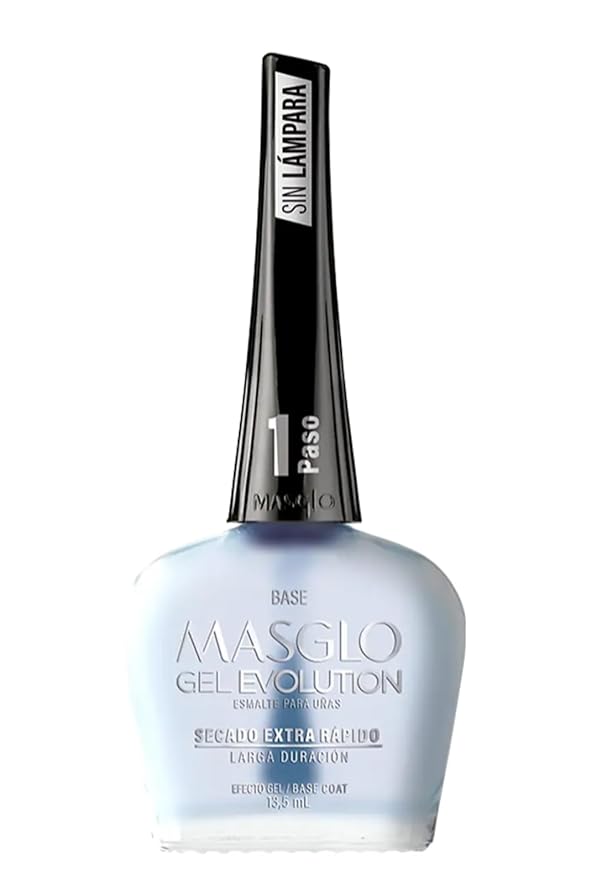 MASGLO GEL EVOLUTION Nail Polish Gel Effect, No UV/Led Lamp, Duration Up to 12 days, 3 PCs -Base, Esmalte NEGRO, Brillo - Efecto Gel sin necesidad de UV/Led, hasta 0,5 Fl. Oz.