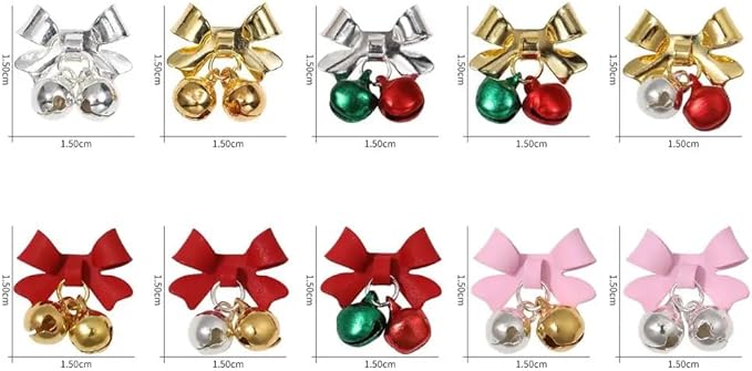 30pcs Christmas Bell Nail Charms - Gold, Silver Alloy, Red, Green - DIY Nail Decoration
