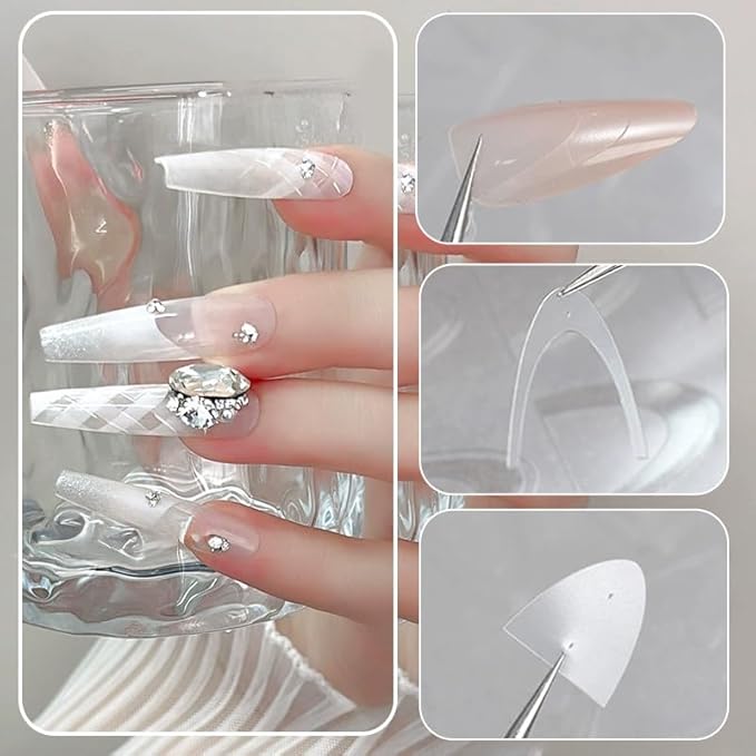 DANNEASY 5 Sheets French Tip Guide Stencil for All Nail Shapes French Manicure Strips Self-Adhesive Frenchs Nail Stickers Decals for Women Girls DIY Decoration Stencil Tools