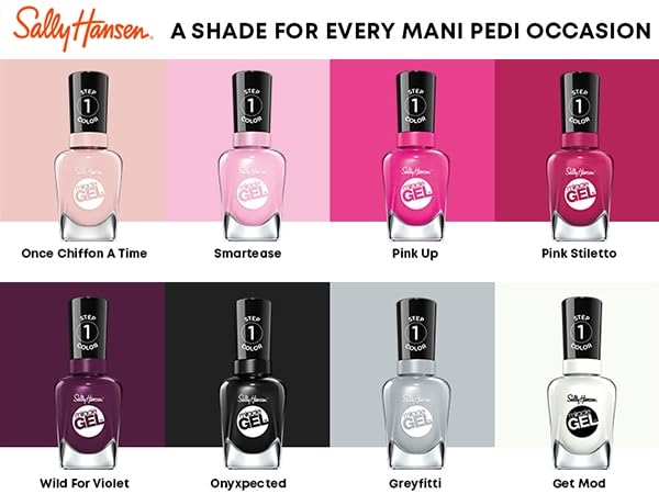 Sally Hansen Miracle Gel Salon Quality Nail Polish | Gel-Like Formula, Two-Step System, No UV Light Needed, Long Lasting | Opaque, Glossy | 799 Greyfitti | Blue Gray Nail Polish