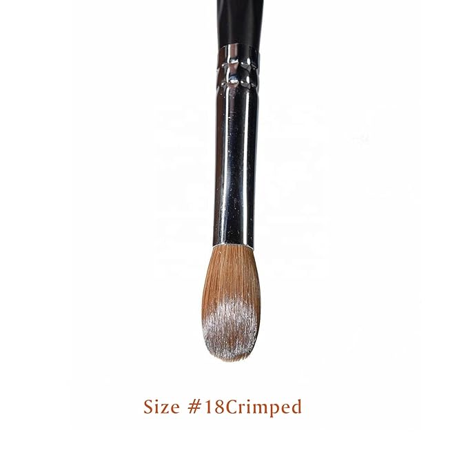 Yasterd Acrylic Nail Brush 100% Kolinsky Brushes for Nails Size 18 Oval Crimped Shaped Brushes for Acrylic Application Black Wood Handle Professional Nail Art Powder Brush Manicure Tool