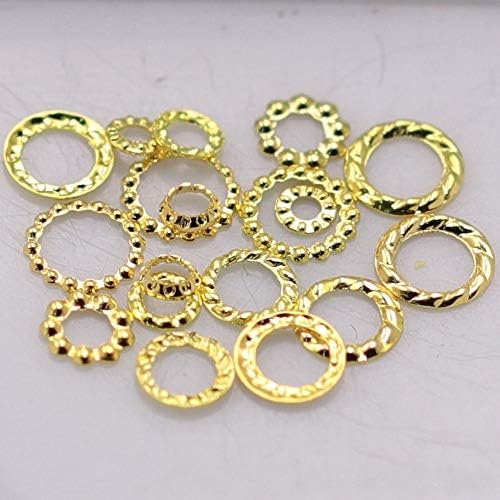 Kamas 1000Pcs Gold Hollow Hemp wreath Nail Art Decorations ring patch nail rivet Metal diy Tips Manicure Charms Nail jewelry Accessory - (Color: 4-5mm-Silver)