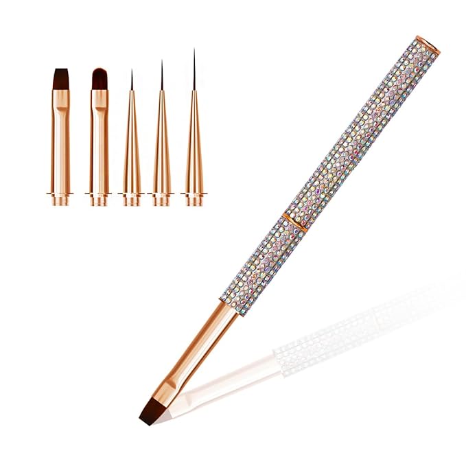 Nail Art Brushes, Rhinstones Nail Art Liner Brush with 4Pcs Brush Heads