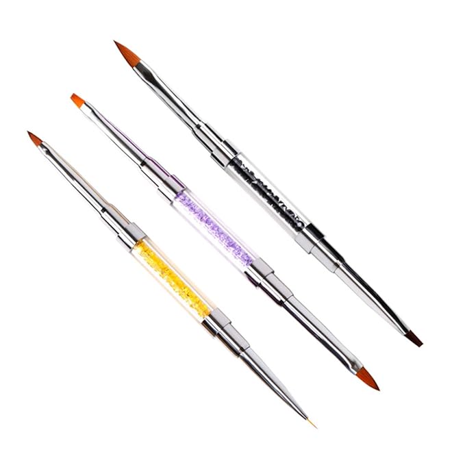 Nail Art Pen Set 3pcs Portable Nail Art Brush Long Handle Manicure Brush for Home Professional Use