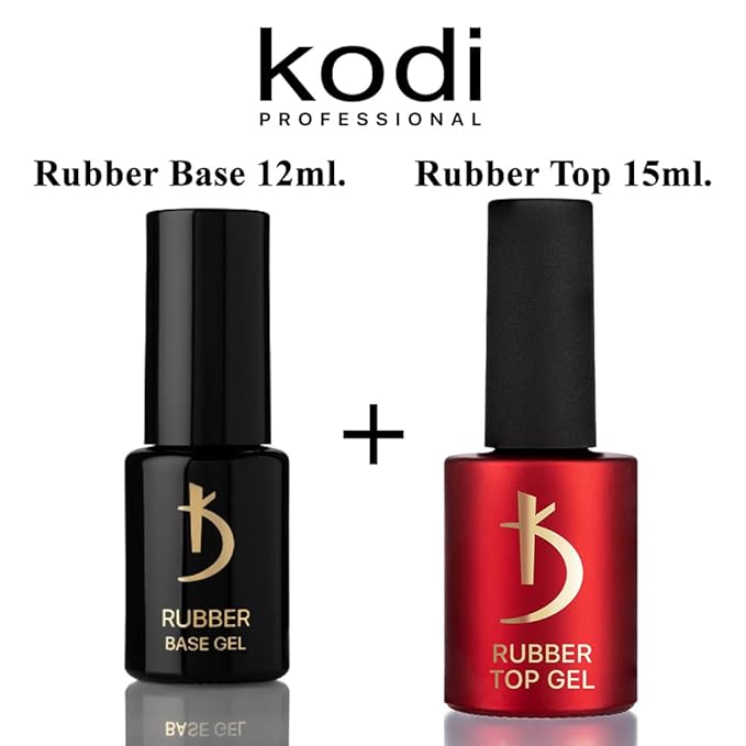 Kodi Professional Set 2in1 Rubber Base 12ml. + Rubber Top 15ml. Gel Led Nail Polish Coat Soak Off Original