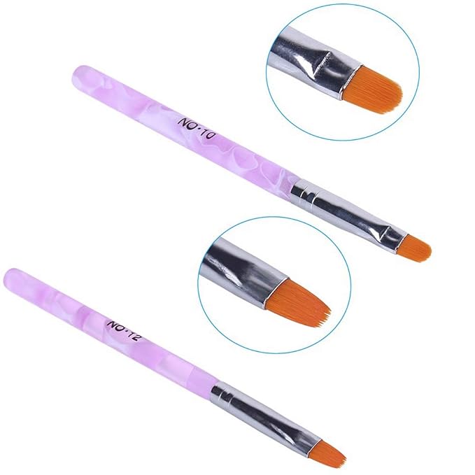 WOKOTO 14 Pcs Acrylic Nail Brush Set, UV Gel Nail Acrylic Brush Tips Builder Brush Nail Painting Brush Pen Nail Dust Brush 3d Nail Art Brush Nail Polish Brush Kit