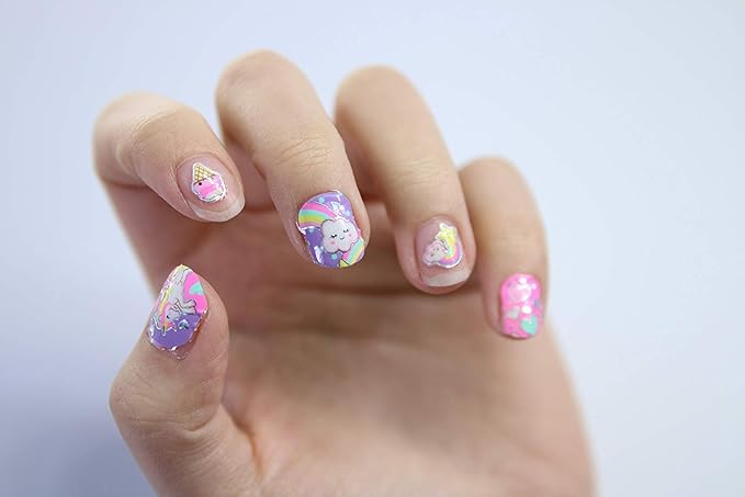 Hot Focus Unicorn Nail Kit – Kids Nail Polish Set for Girls Ages 5 6 7-12 with 77+ Pieces, Spa Kit, Nail Art Decoration Set, Glow-in-the-dark, Stickers, and Water-Based Polish - Girls' Nail Kit.