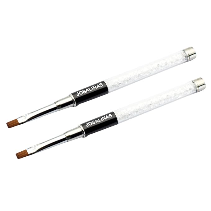 Nail Brushes Art Pen 2PCS, Gel Polish Painting Tools with Nail Extension Gel Builder, Salon at Home DIY Manicure (Black-Flat#6)