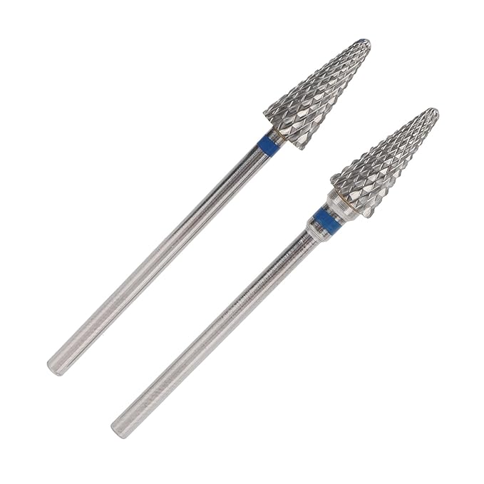 Tungsten Tapered Nail Drill Bit 2pcs, Long Lasting Cone Nail Art Grinding Heads Smooth Shaping, Electric Drill File Removal, for Manicure Pedicure Tool