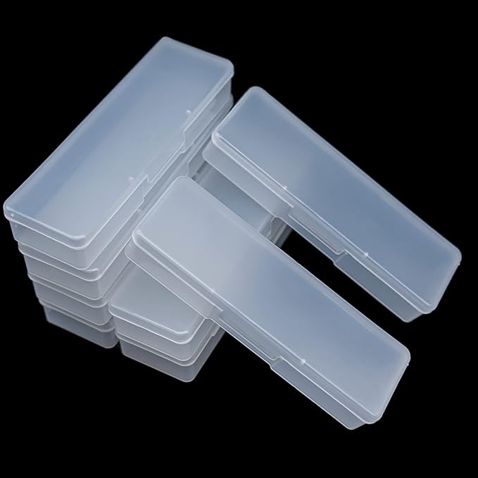 Manicure Tool Box, 8 Pieces Clear Box for Nail Tool, Transparent Personal Nail Box for Manicure, Plastic Nail Art Tool Box Storage Organizer Case Container for Organizing (7.1x1.96x1.18)