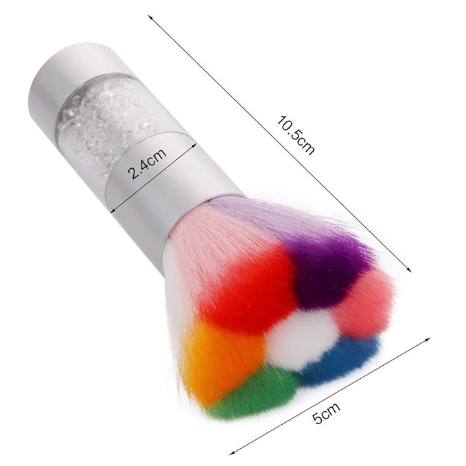Colorful Nail Art Dust Remover Brush with Shiny Rhinestone Handle, Nail Brush Remover Cleaner for Acrylic UV Nail Gel Powder Makeup Foundation (Silver)