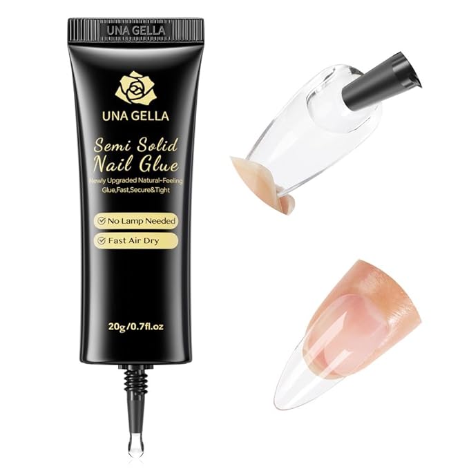 UNA GELLA Super Strong Nail Glue for Press On Nails: 20g, Soft Gel Nail Tips No Lamp Need, Fast-curing, Long Lasting, Semi Solid Gel Nail Glue for Fake False Acrylic Nails
