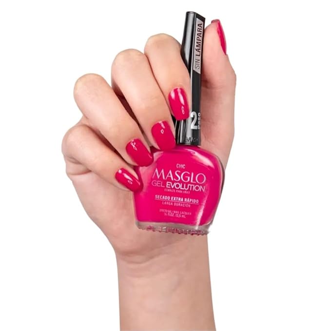 MASGLO GEL EVOLUTION Nail Polish Gel Effect, No UV/Led Lamp Required, Duration up to 12 day, 3 PCs Shades Of Colors - Effecto Gel sin necesidad de lampara UV/Led, hasta 12 dias de duracion