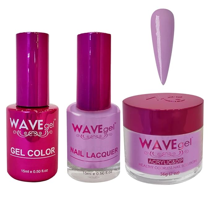 WAVEGEL Soak-Off Gel, Nail Lacquer & Acrylic/Dip Powder Matching Set - Princess Collection - #73 Passionate Rock