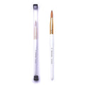 Acrylic Nail Brush Size 12, Kolinsky Acrylic Nail Brush for Acrylic Powder, Application Nail Art Drawing Brush for Extension Nails Carved for Beginners and Professionals (12#, White)