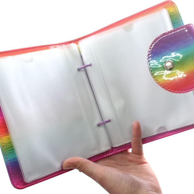 VNC 20 Slots Nail Art Stamp Plate Holder Stamping Plates Storage Bag Cases Rainbow Replaceable XL Plates Big Size 9.5x14.5CM Organizers (D-Rainbow)