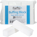 ForPro Professional Collection Super White Buffing Block, 240 Grit, Four-Sided Manicure and Pedicure Nail Buffer, 3.75” L x 1” W x 1” H, 20-Count