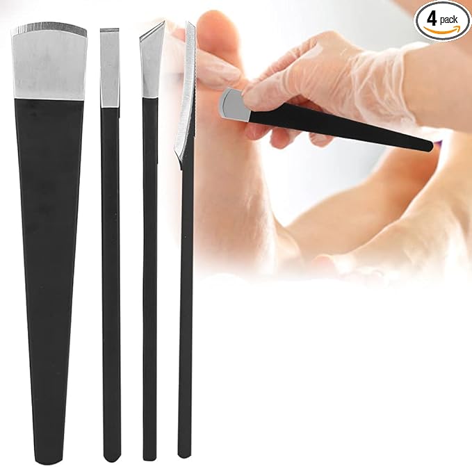 Watris Veiyi 4PCS Pedicure Knife Set, Ingrown Toenail Removal Kit, Pedicure Callus Shaver Tools, Professional Foot Scraper, Steel Foot Care for Dead Skin Corn Foot Remover Foot File Rasp (6.3in)