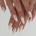 Gold Press on Nails Almond Fake Nails Press ons Gold False Nails Acrylic Glossy Full Cover Glue on Nails Cute Artificial Stick on Nails for Women Nails Decorations 24 Pcs