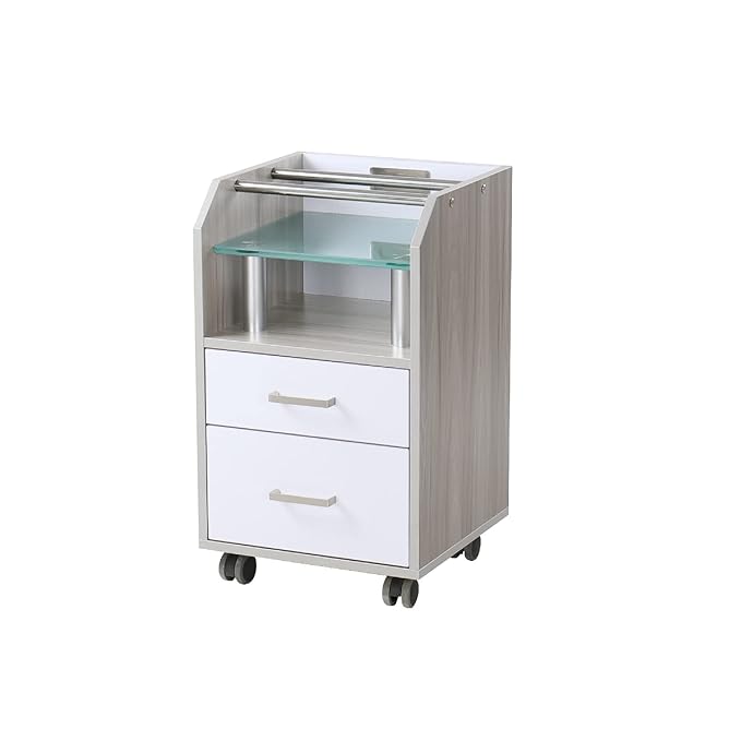 Glass Glow Pedicure Trolley Light Wood Cart for Nail Salon Furniture & Equipment