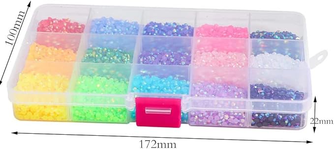 18000pcs (3.4.5mm) 5D Nail Rhinestone DIY Flat Bottom Kit Phone Case Accessories Jelly Flatback AB Jelly Rhinestones Kit AB for Nail Design Charms Gem (4MM9000PC)