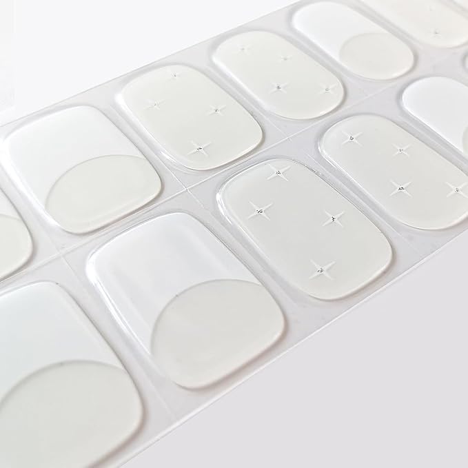 Semi-Cured Gel Nail Strips Kit - French with Clear Base Design, Long Lasting Salon Quality, 20 Pcs Full Nail Wraps, Easy DIY Manicure at Home (UV Lamp Required)