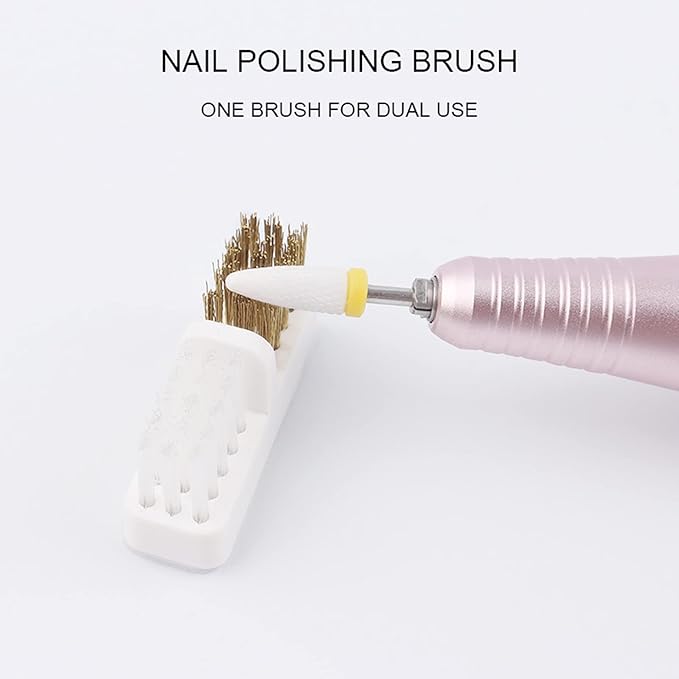 TEONEI Nail Drill Bit Wire Cleaner Brush, Nail Art Cleaner Tool for Salon or Home Use, 3Pcs