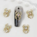 Ranvi 30PCS Halloween Nail Art Charms,Spider Metal Dark Gothic Alloy Diamond for Women Girls Halloween Nail Decorations Design(Golden Spider-Colored Diamond)
