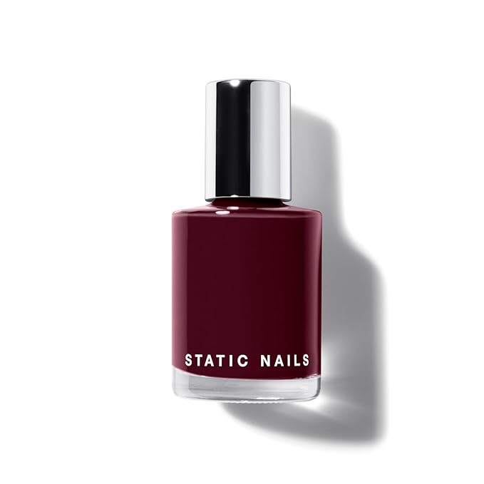 Static Nails 5-in-1 Rapid Growth Treatment Polish, Clinically Proven Hardener & Strengthener, Built-in Top & Base Coat, Quick Dry Formula, Repairs & Lengthens – Cherry Noir (Cherry Plum) 0.4 Fl Oz