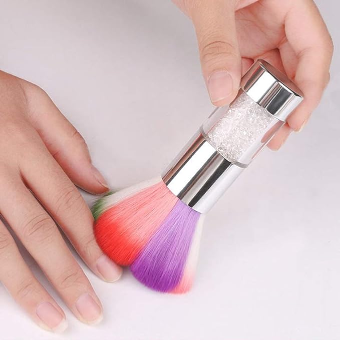 Nail Brush Nails Dust Cleaner Acrylic Colorful Makeup Brushes With Cleaning Dust Brushes Art Nail Tools (Silver)
