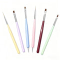 Nail Art Brushes, 6PCS Nail Design Painting Brush Sets with Nail Polish Brush Nail Liner Brush Nail Extension Gel Brush Builder Nail Gel Brush and Nail Dotting Tool for DIY Nail Art