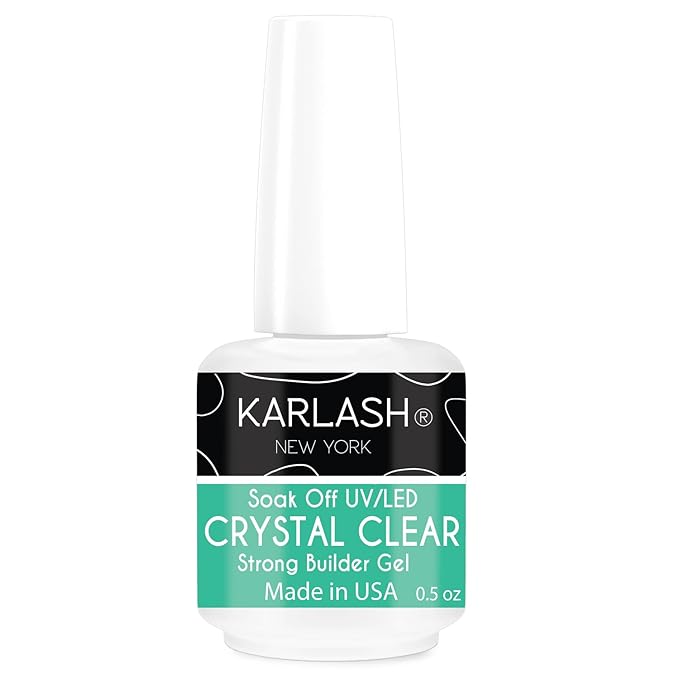 Karlash Brush On Builder Gel Soak Off Build It Gel Crystal Clear for Sculpting Nail Extension and Strengthening Natural Nails 0.5 oz