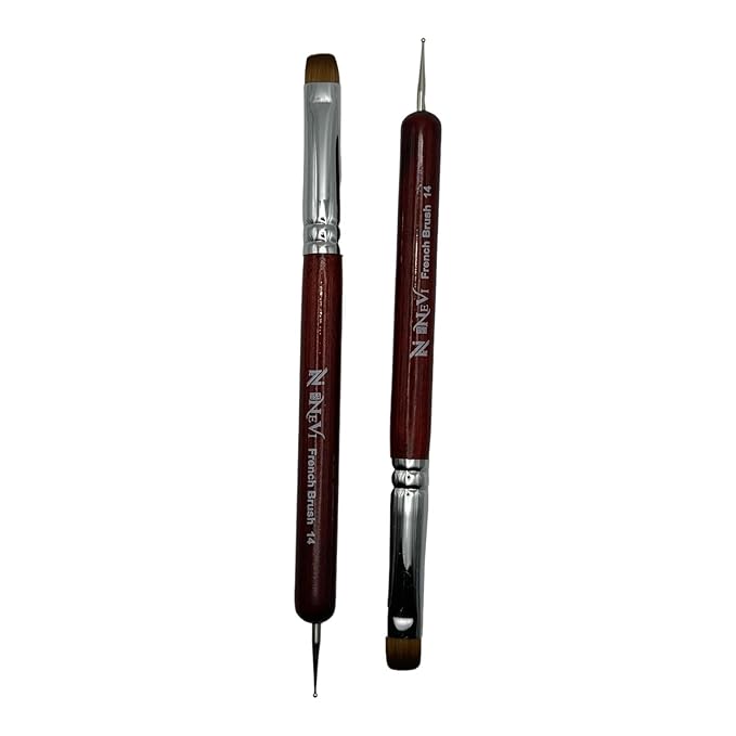 2-Piece Sable Brush Set: Professional Acrylic French Manicure Clean-up Brush and Bend Nail Dotting Pen | Essential Tools for Precision Nail Art and Clean Cuticles (14)