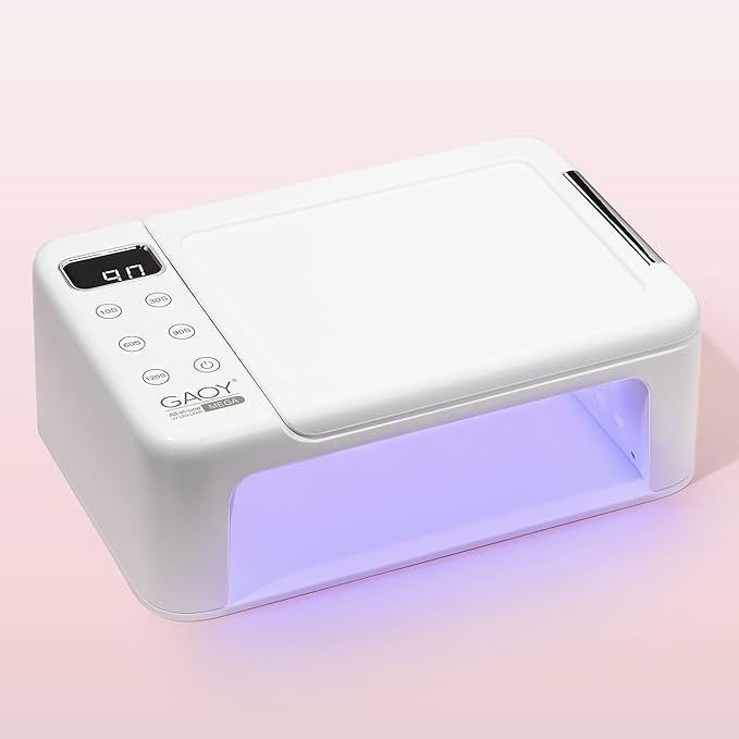 GAOY Professional Nail Curing Lamp for Salon, Mega UV LED Light for Gel Nails with Arm Rest and Retractable Tray, 5 Timers, LCD Display and Infrared Sensor