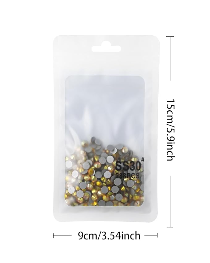 Flatback Glass Rhinestones,Bedazzler Gems 288pcs Non Hotfix Crystal Rhinestones for Nail Charms Crafts Clothes Tumblers,Sunshine,SS30