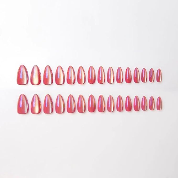 30Pcs Almond Press On Nails - Supremely Fit & Natural Soft Gel Almond Nails,15 Sizes, Reusable Fake Nails Kit with Gift Box for Women (Peach Pink)