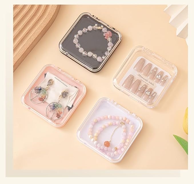 14 Pcs 2.9" Press On Nail Packaging Box, Press on Nail Storage Boxes with 60 Pcs Adhesive Double Sided Tape Artificial False Nail Box Organizer Fake Nail Case Display Clear Nail Packaging Boxes