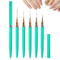 Metallic Nail Art Pens, 2026 New Liner Brushes Set, 5PCS Black Color Nail Tools For Long Lines, Fine Drawing, Liner Brush UV Gel Polish Painting Nail Design Sizes 6/9/11/16/24mm (green)
