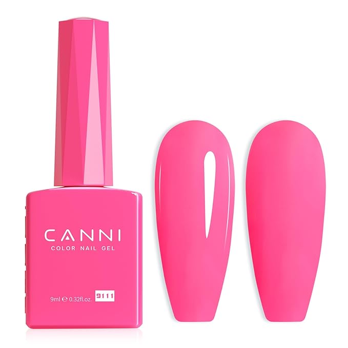 CANNI Pink Gel Nail Polish, 1Pcs Hot Pink Gel Polish Pastel Neon Bright Pink Purple Color High Gloss Soak Off U V Nail Manicure Salon DIY