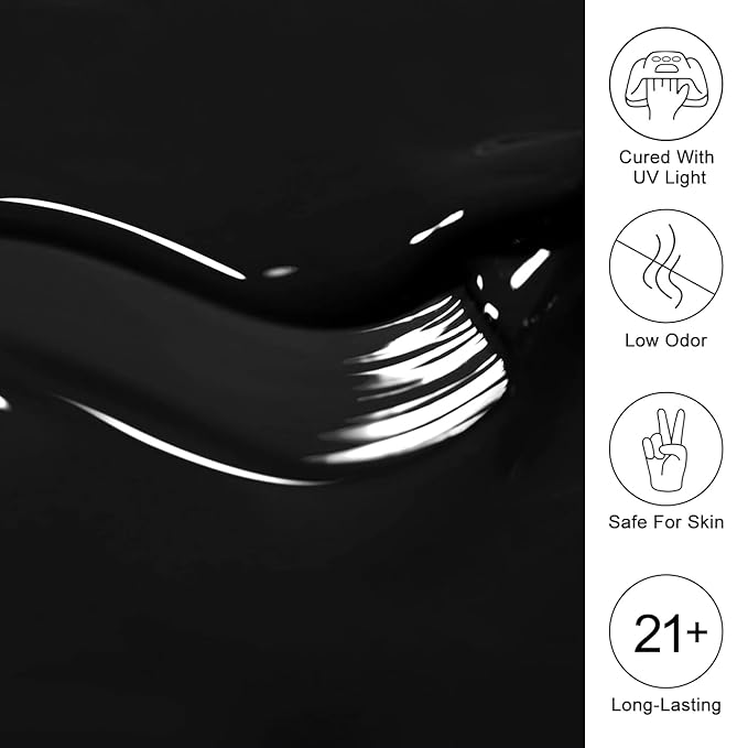 Imtiti Black Gel Nail Polish, 0.5 Fl Oz Black Color Gel Polish Soak Off Led U V Nail Gel Polish Nail Polish Diy Nail Art Starter Manicure Gel Nail Kit For Women Girls…