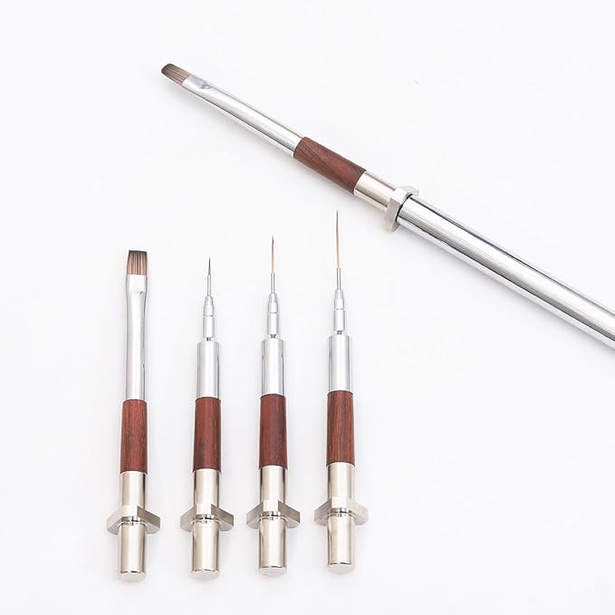 Nail Art Brushes, Metalic Nail Art Liner Brush with 4Pcs Brush Heads