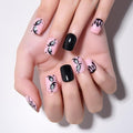 Halloween Black Press on Nails Petite Short Square with Spider Design, Black Artificial Extra Short Fake Nails with Cobweb Designs, Soft Gel Full Cover Cute Stick on Acrylic Nail for Women Girls