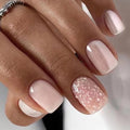 Short Square Press on Nails Pink Fake Nails Glossy False Nails Press ons with Glitter Design Reusable Artificial Nail Full Cover Glue on Nail Stick on Nails for Women Manicure 24Pcs