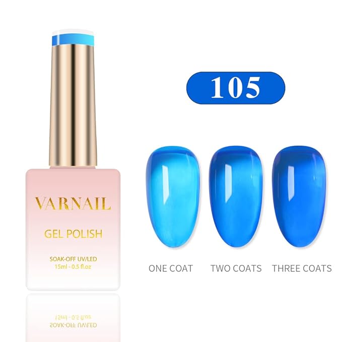 VARNAIL Cyberpunk Jelly Gel Nail Polish Kit 6 Colors 15 ml, Translucent Gel Polish, Salon Quality Soak off UV Light Gel Nail Polish Set