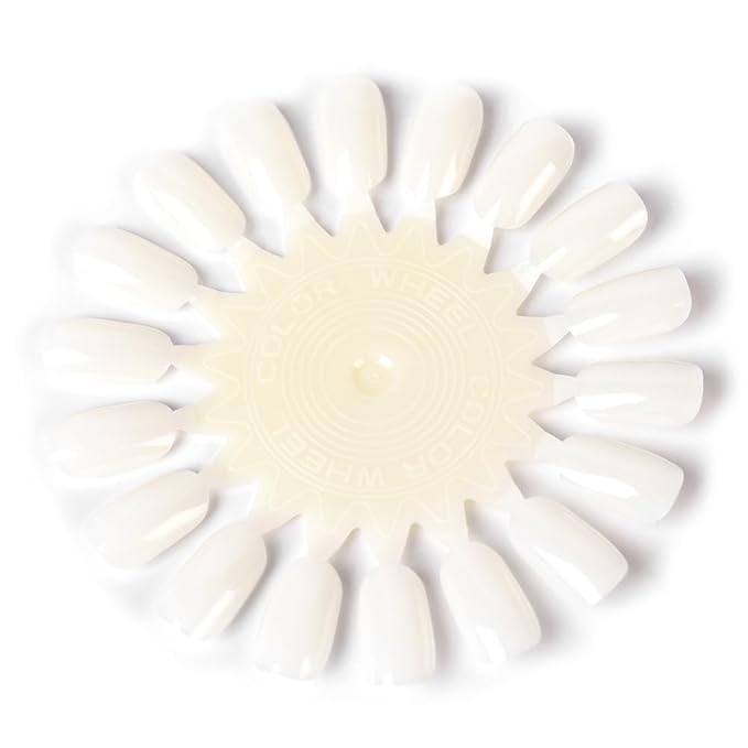 20Pcs False Nail Swatches Wheels for 360 Color Nail Tips Acrylic Nail Art Polish Display Nail Practice Tips Board for Manicure, Home DIY/Nail Art Salon Show, Natural