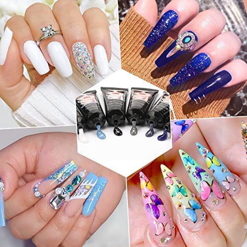 Morovan Poly Gel Nail Kit Starter Set – 6 Vibrant Colors DIY Salon Extensions Gel for Beginners – Professional Poly Nail Art Kit