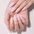 evpct Light Nude Pink Glossy Press on Nails Medium Almond for Women Gift, Glossy Soft Gel Fake Nail Salon Quality with Nail Kit Set Kit, Full Cover Reusable Stick on Acrylic False Nails Perfectly Fit