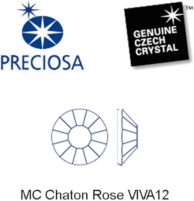 1440pcs ss10 (2.8mm) Crystal AB, Preciosa Genuine Czech Crystals New VIVA12 MC Chaton Rose Flatbacks, 12-Faceted Viva Rhinestone Roses, 10ss Clear Coated with Aurora Borealis, Great for Nail Art