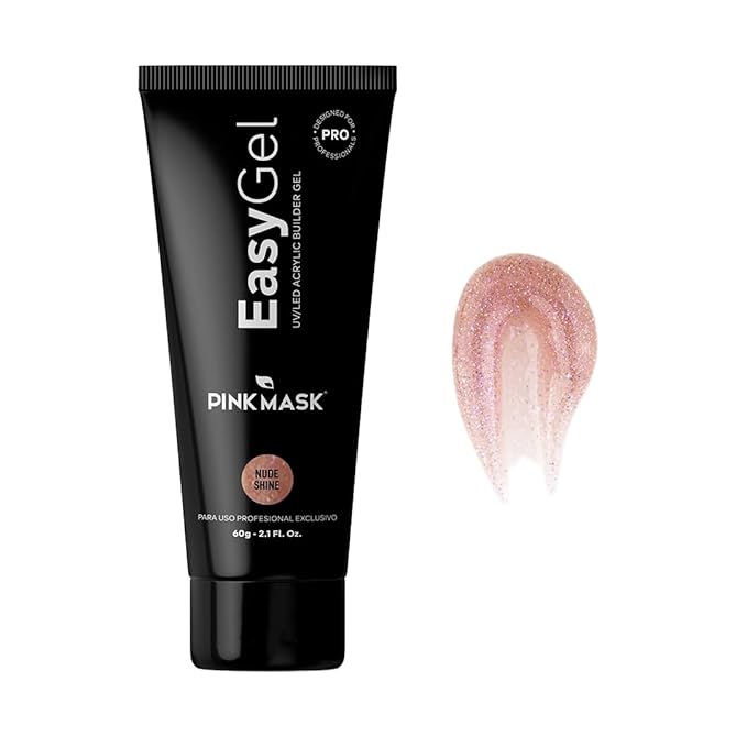 PINK MASK Easy Gel 2oz 60g- Nude Shine, Professional Builder Enhancement Gel-Quick Nail Extension for Beginner DIY, Nail Strengthener-Long Lasting-Salon Quality-Thickening Solution