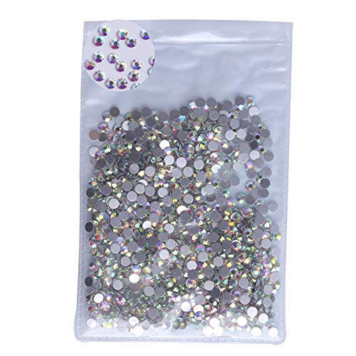 PrettyG 2880pcs SS5 Nail Crystals AB Coating Nail Art Sparkly Round Flatback Rhinestones, Non-Self-Adhesive AB-S5
